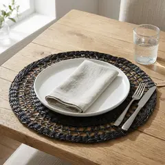 BASEMENT HOME - Individual Redondo 35 Cm Seagrass Negro