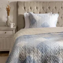 TEXTIL VIÑA - Cubrecama Patch Sherpa Azul Estampado
