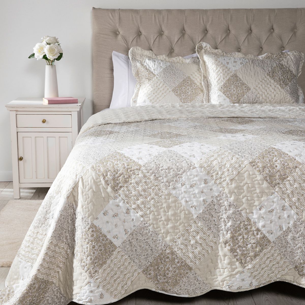 TEXTIL VIÑA - Cubrecama Patch Sherpa Beige Textil Viña