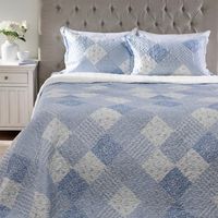 Cubrecama Patch Sherpa Azul