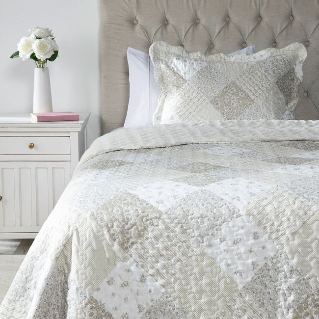 TEXTIL VIÑA - Cubrecama Patch Sherpa Beige Textil Viña