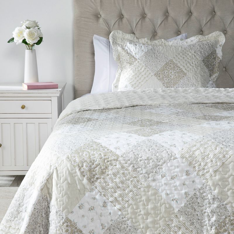 TEXTIL VIÑA - Cubrecama Textil Viña Patch Sherpa Beige 200 Gsm Poliéster