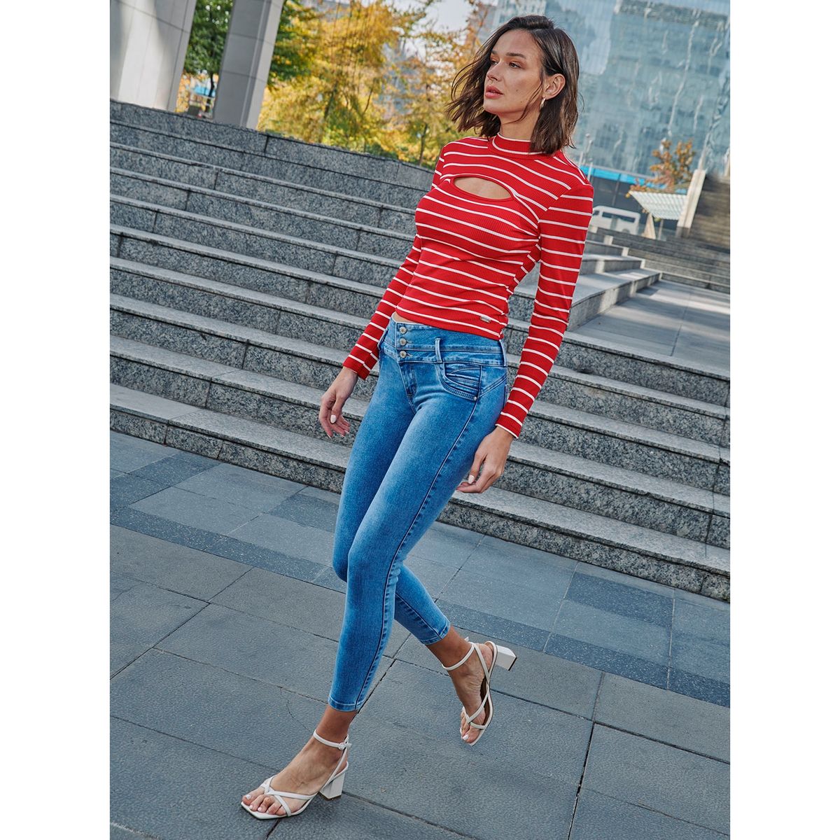 MOSSIMO - Jeans Skinny Push Up Tiro Alto Mujer Mossimo