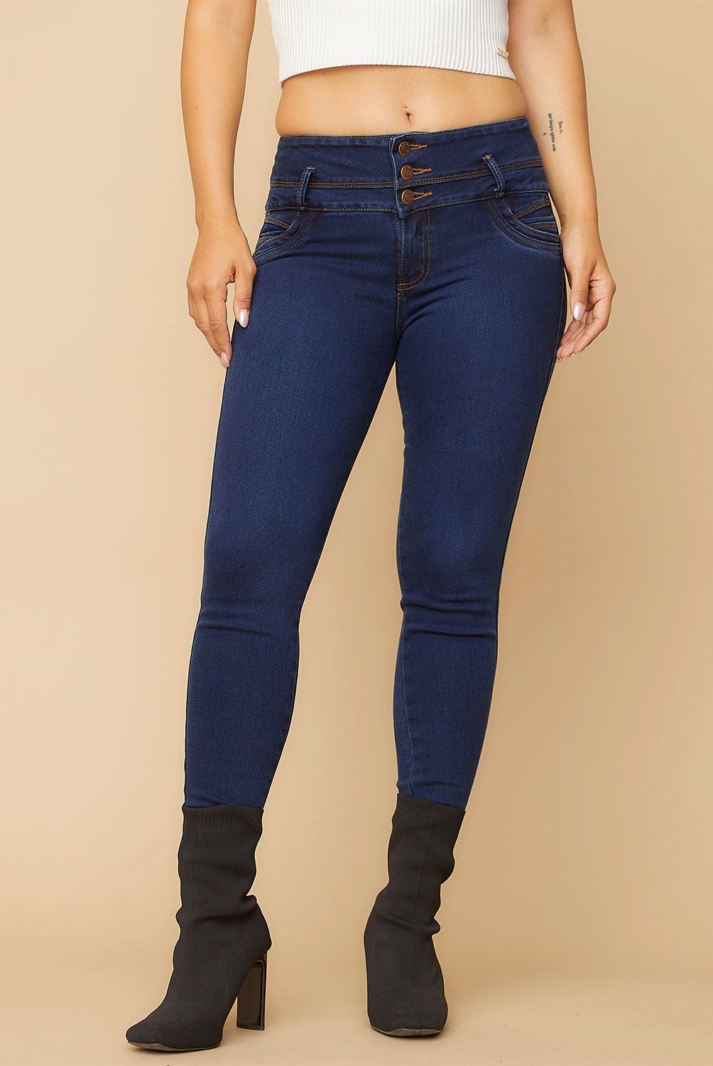 MOSSIMO - Jeans Skinny Push Up Tiro Alto Mujer Mossimo