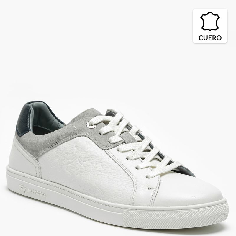 La Martina - Zapatilla Urbana Hombre Cuero Blanco La Martina