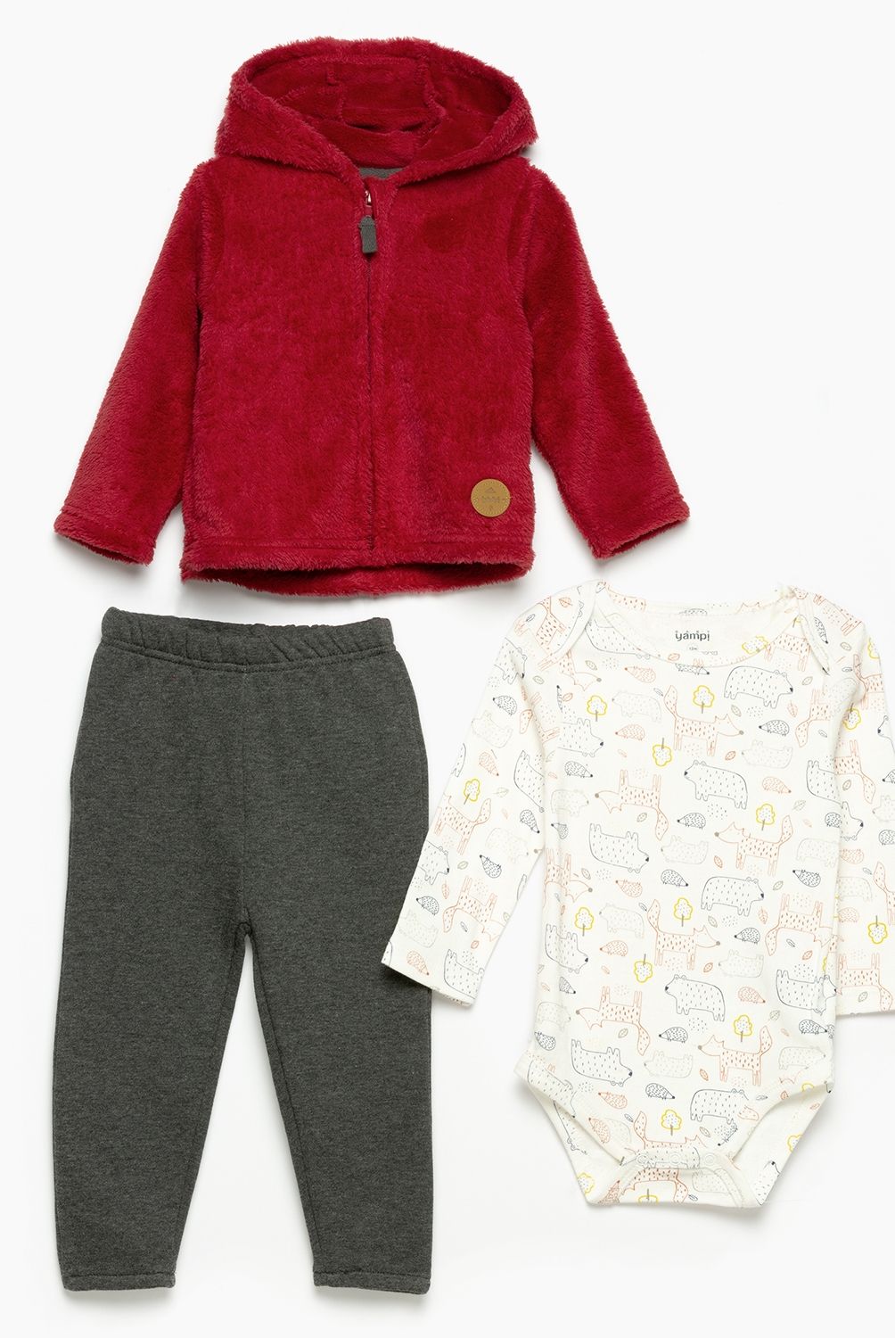 YAMP - Set pantalón, body y polerón bebé niño