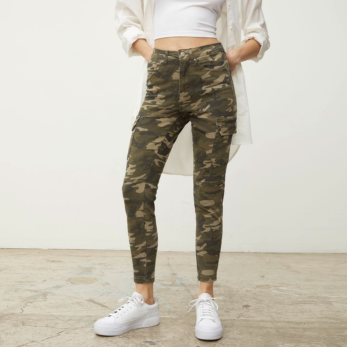 SYBILLA - Jeans Mujer Cargo Noelle Tiro Alto Denim Sybilla