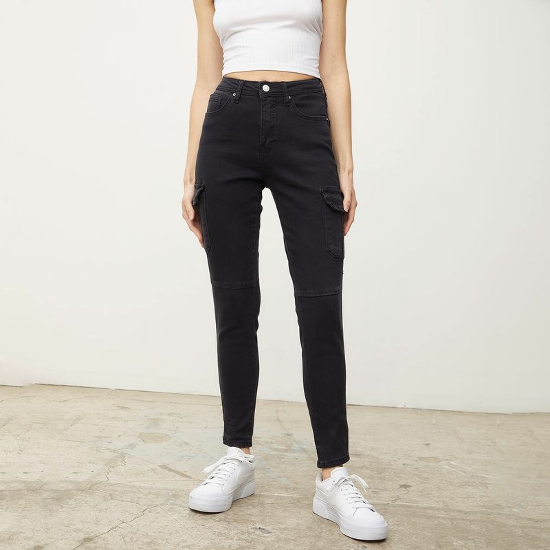 SYBILLA - Jeans Mujer Cargo Noelle Tiro Alto Denim Sybilla