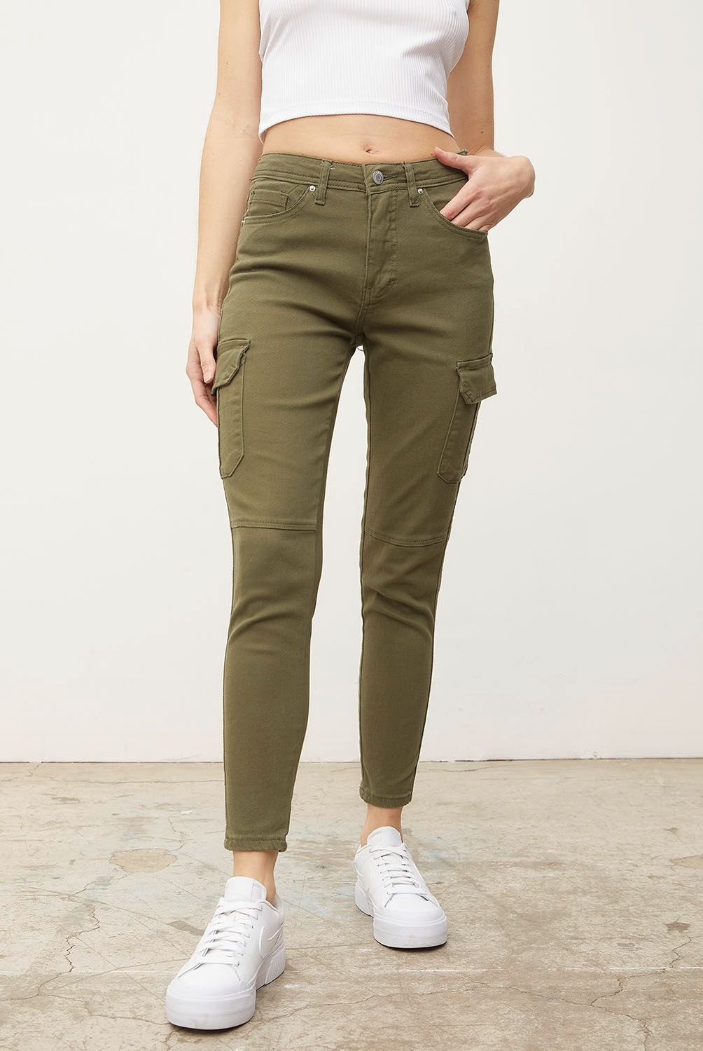 SYBILLA - Jeans Mujer Cargo Noelle Tiro Alto Denim Sybilla