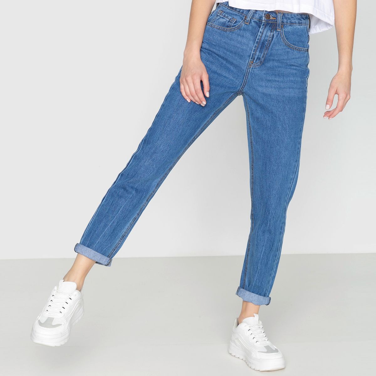 SYBILLA - Jeans Mujer Mom Tiro Medio Sybilla