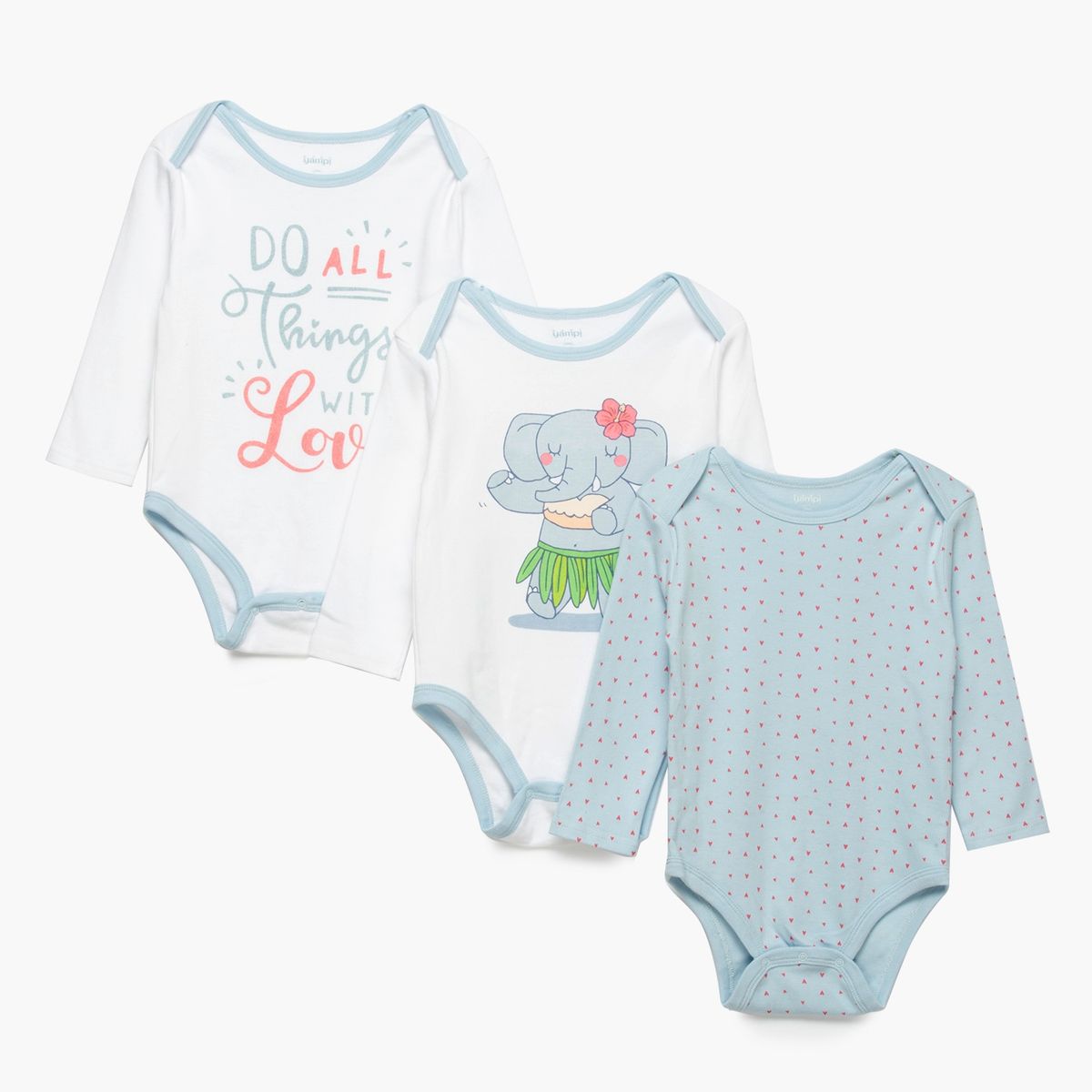 YAMP - pack 3 bodies algodón bebé niña