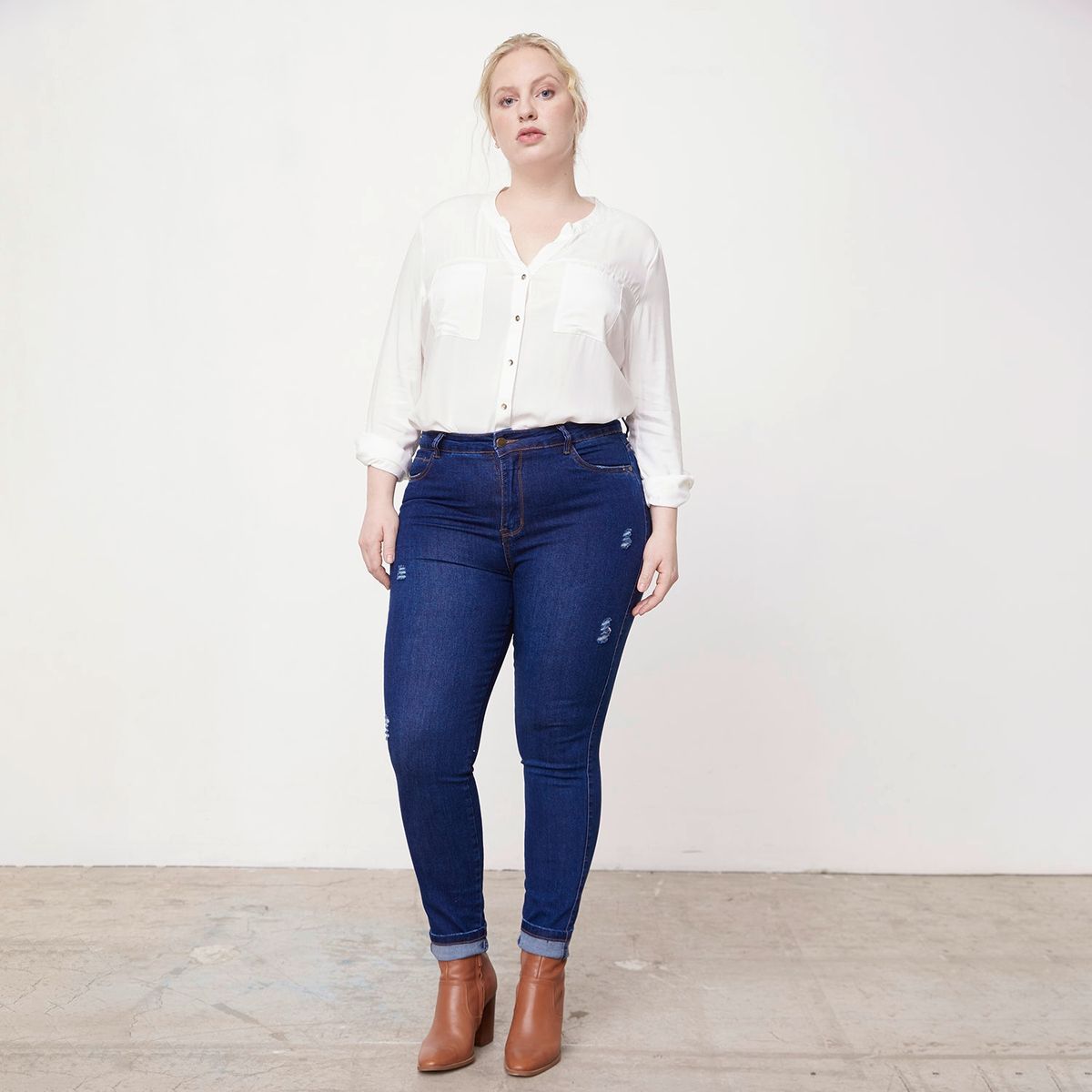 ELLE - Jeans Skinny Tiro Medio Mujer Elle