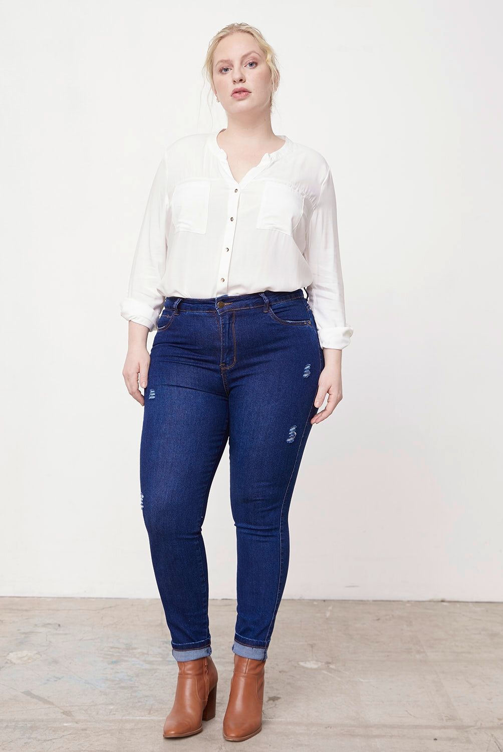 ELLE - Jeans Skinny Tiro Medio Mujer Elle