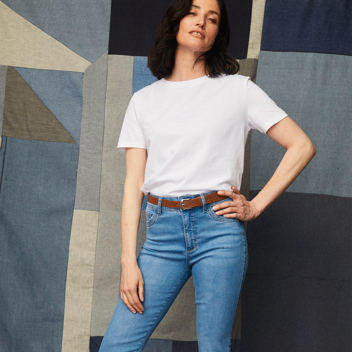 ELLE - Jeans Recto Tiro Medio Mujer Elle