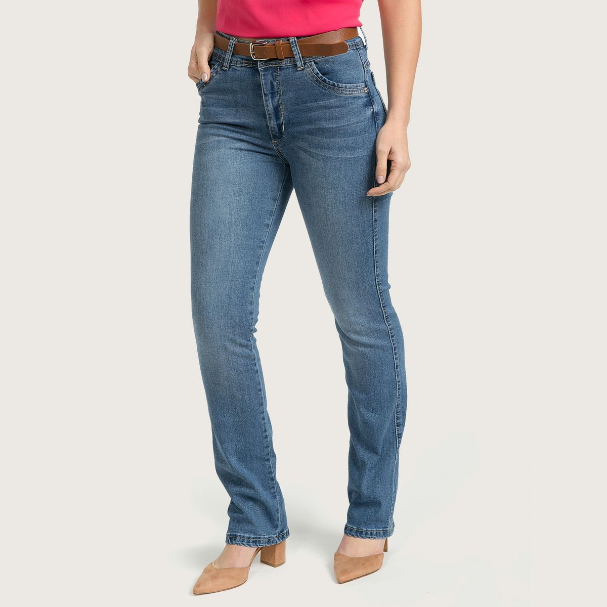 ELLE - Jeans Recto Tiro Medio Mujer Elle