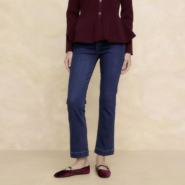 Jeans Straight Tiro Alto Mujer