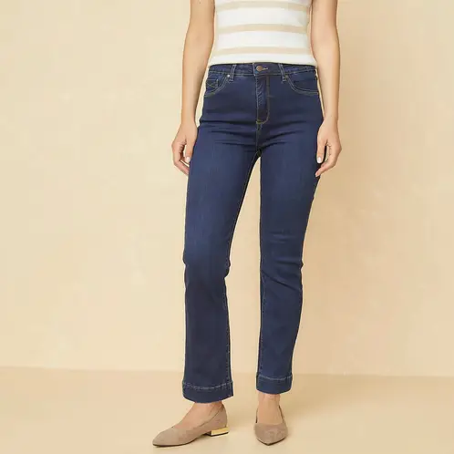 ELLE - Jeans Straight Tiro Alto Mujer