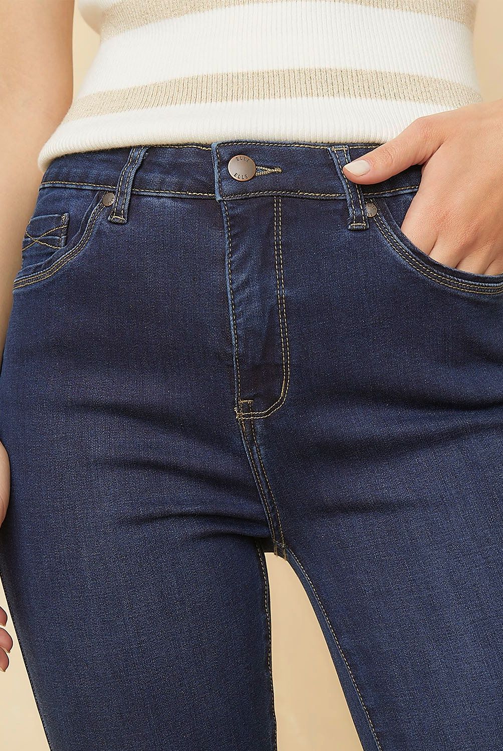 ELLE - Jeans Straight Tiro Alto Mujer Elle