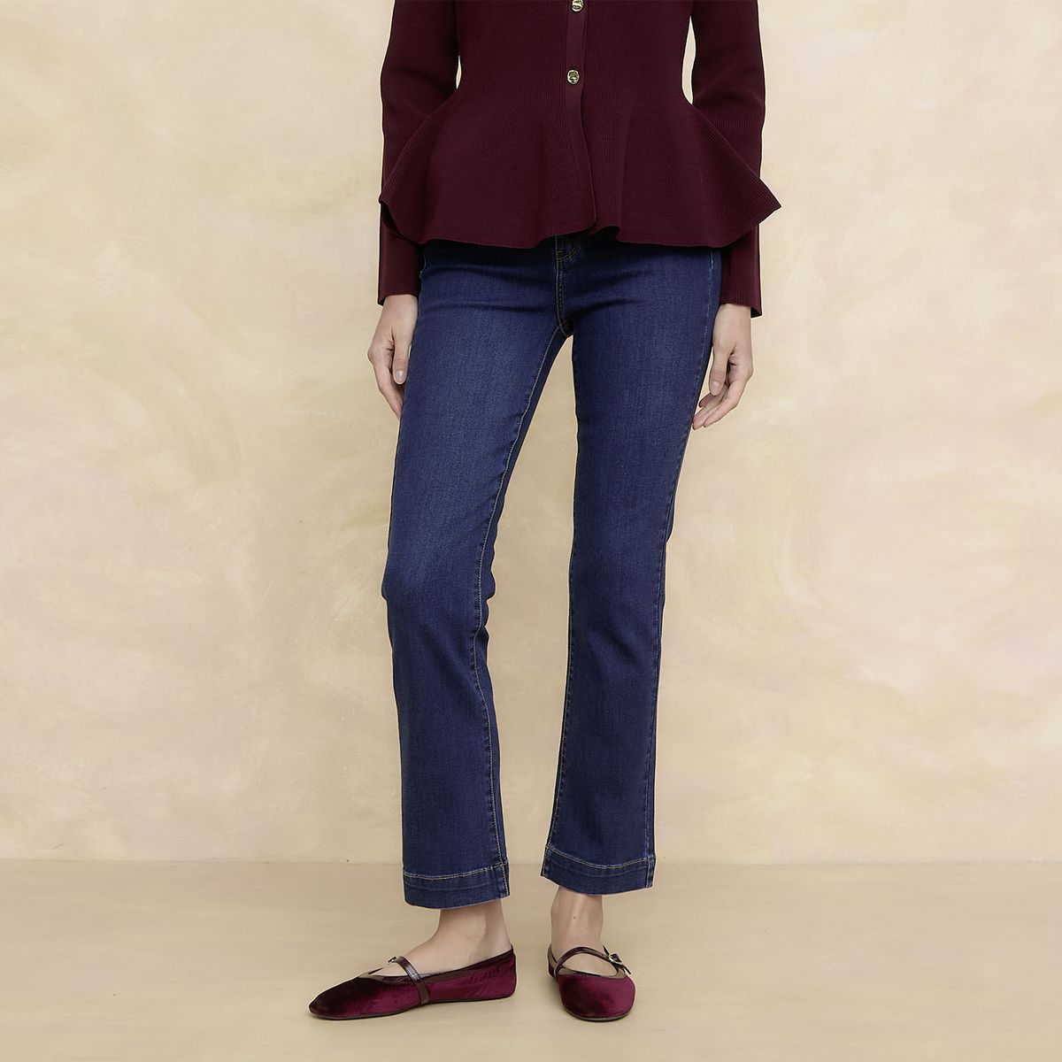 ELLE - Jeans Straight Tiro Alto Mujer Elle