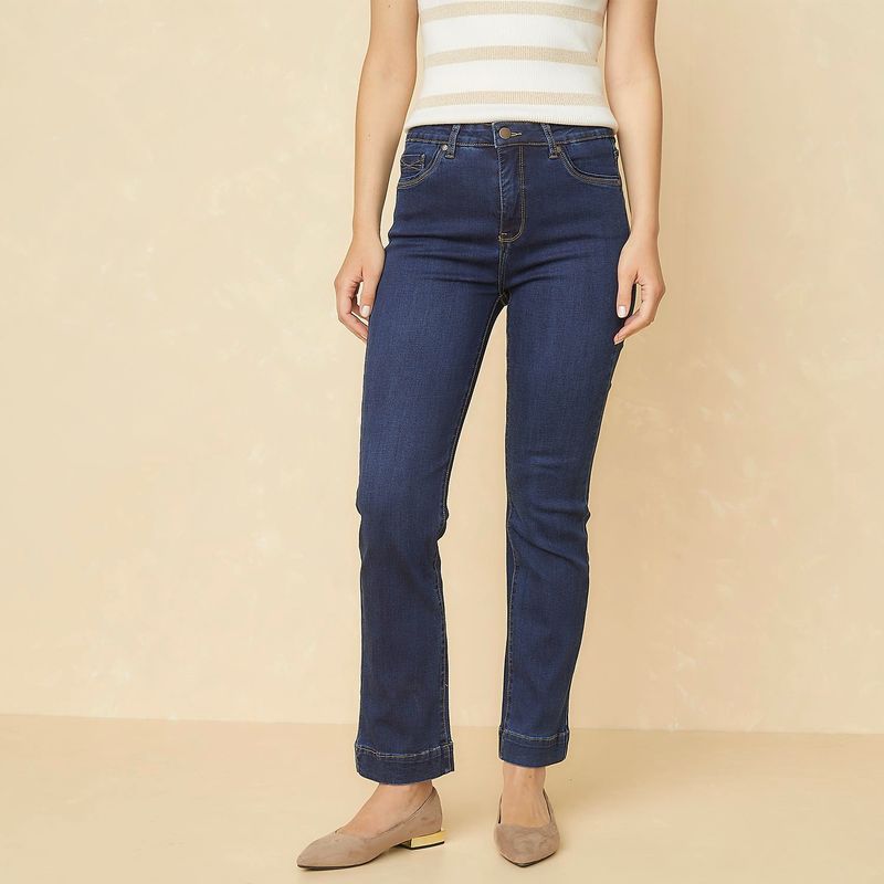 ELLE - Jeans Straight Tiro Alto Mujer Elle