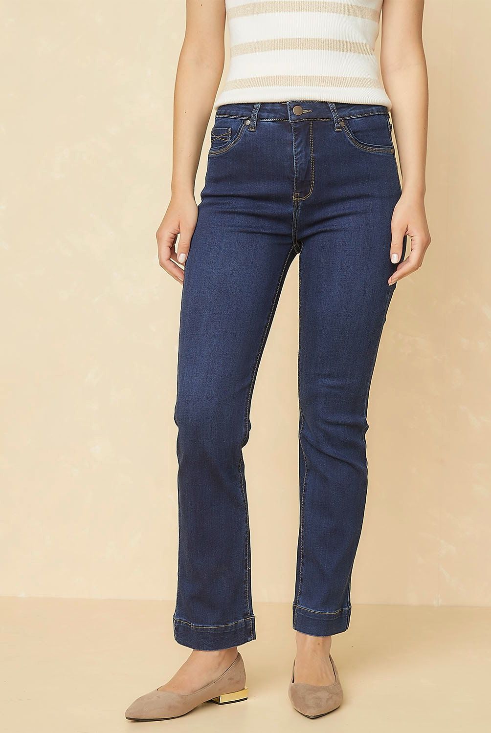 ELLE - Jeans Straight Tiro Alto Mujer Elle