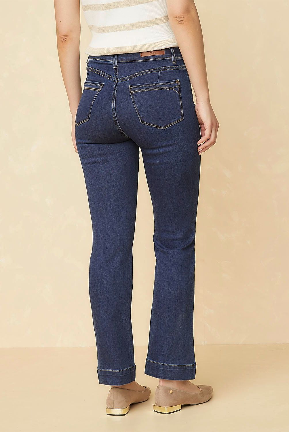 ELLE - Jeans Straight Tiro Alto Mujer Elle