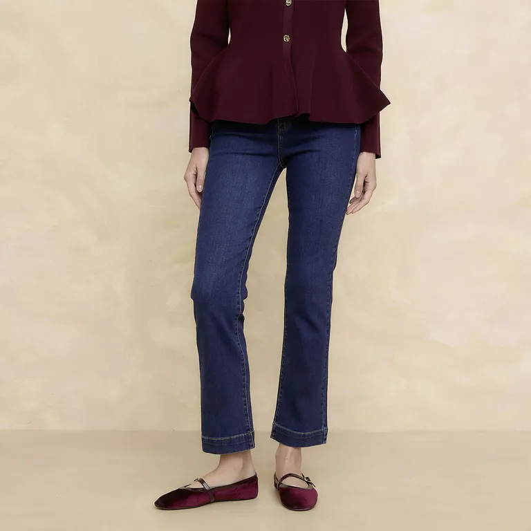 Jeans Straight Tiro Alto Mujer