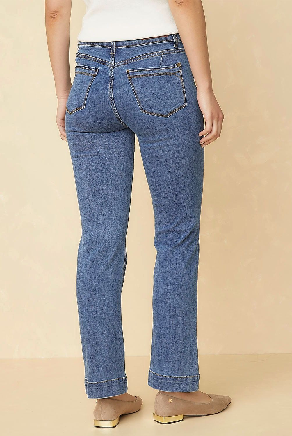 ELLE - Jeans Straight Tiro Alto Mujer Elle