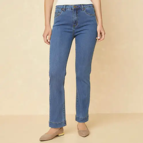 ELLE - Jeans Straight Tiro Alto Mujer