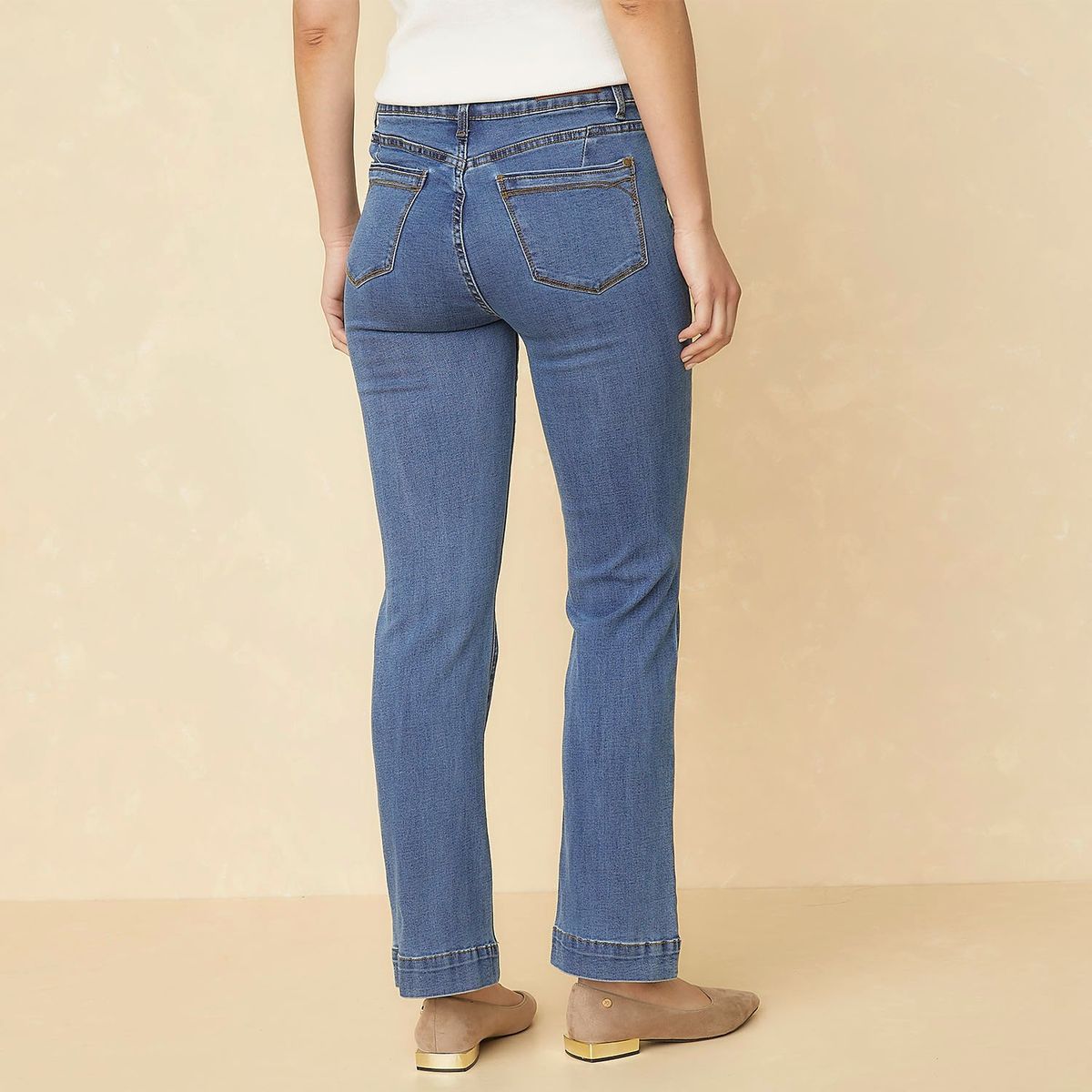 ELLE - Jeans Straight Tiro Alto Mujer Elle