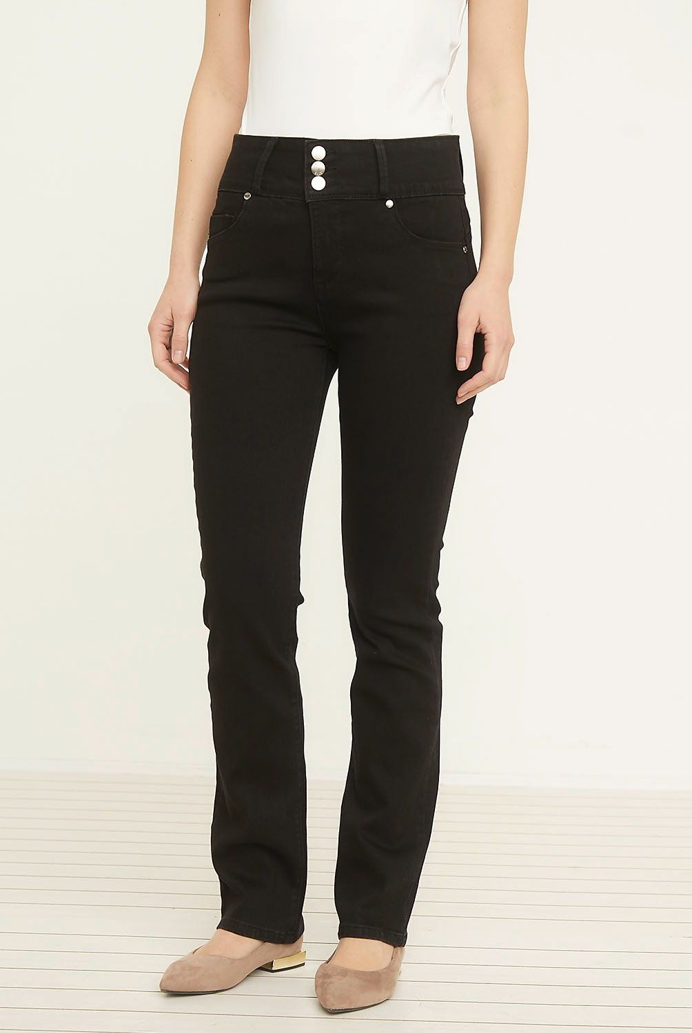 ELLE - Jeans Straight Tiro Medio Mujer Elle