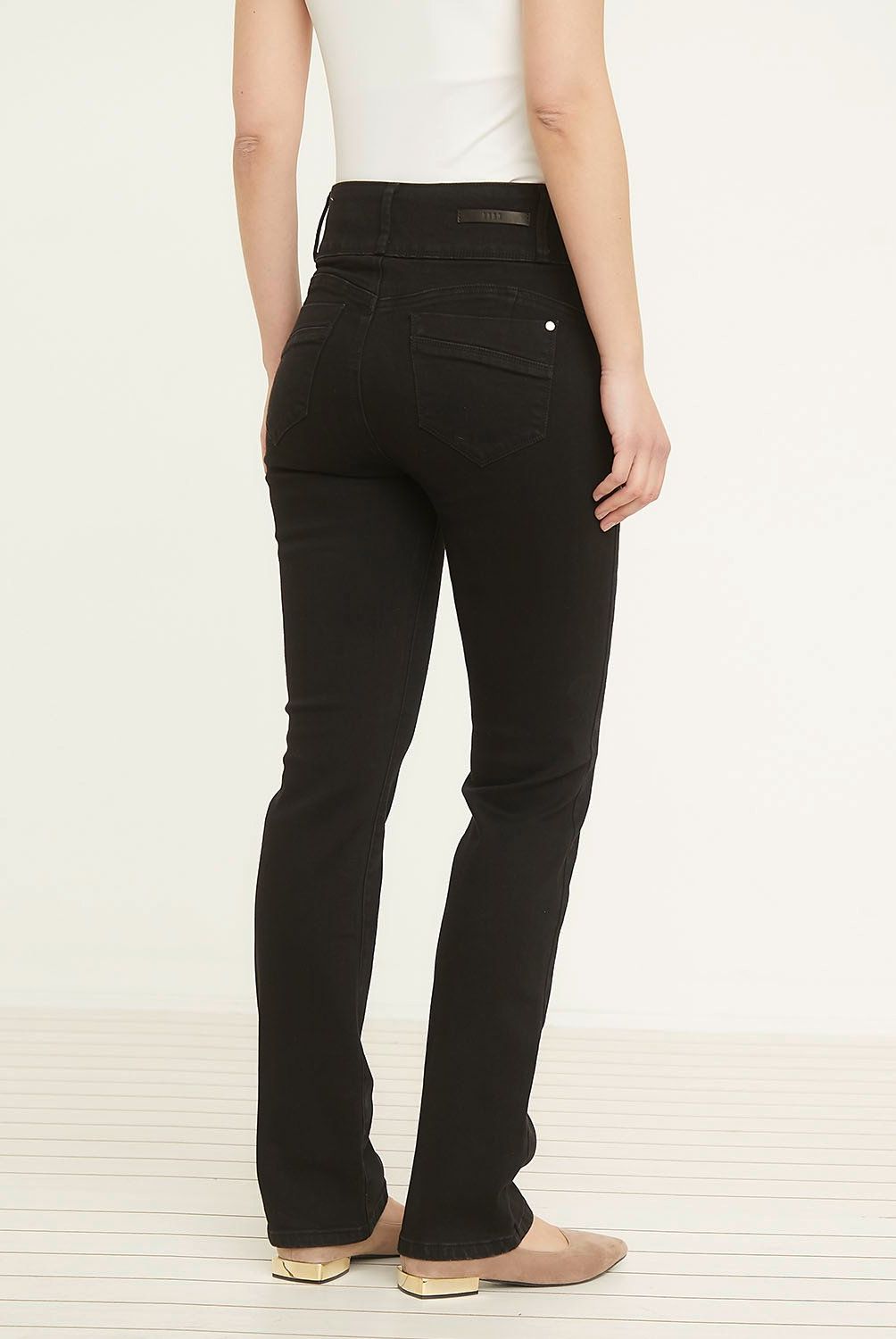 ELLE - Jeans Straight Tiro Medio Mujer Elle