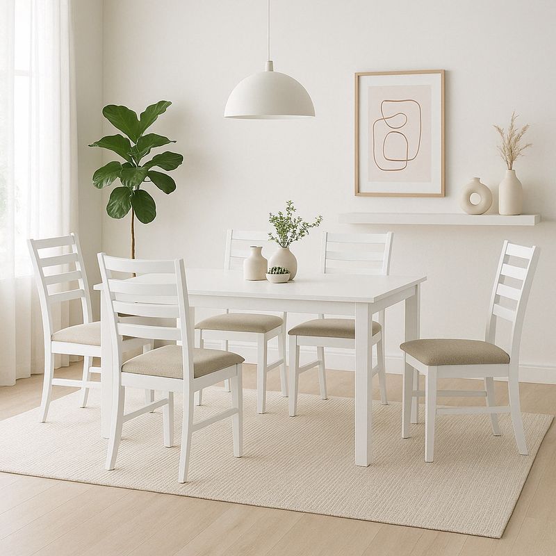 MICA - Juego De Comedor Kinkade 6 Sillas Blanco Mica