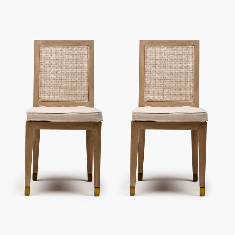 ROBERTA ALLEN - Par de Sillas Roberta Allen Inspiration Tapizadas Tela Comedor Beige