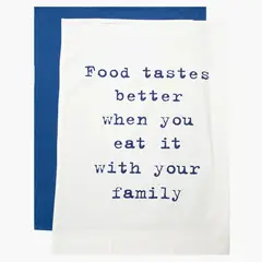 MICA - Set de 2 Paños de Cocina Estampados Frases Azul