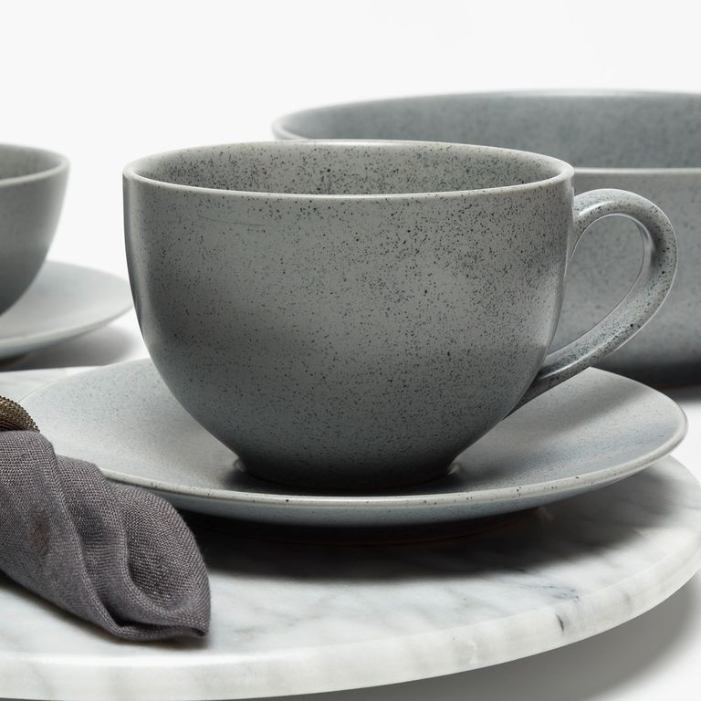 Taza Té 500 Ml Con Plato Cerámica Gres