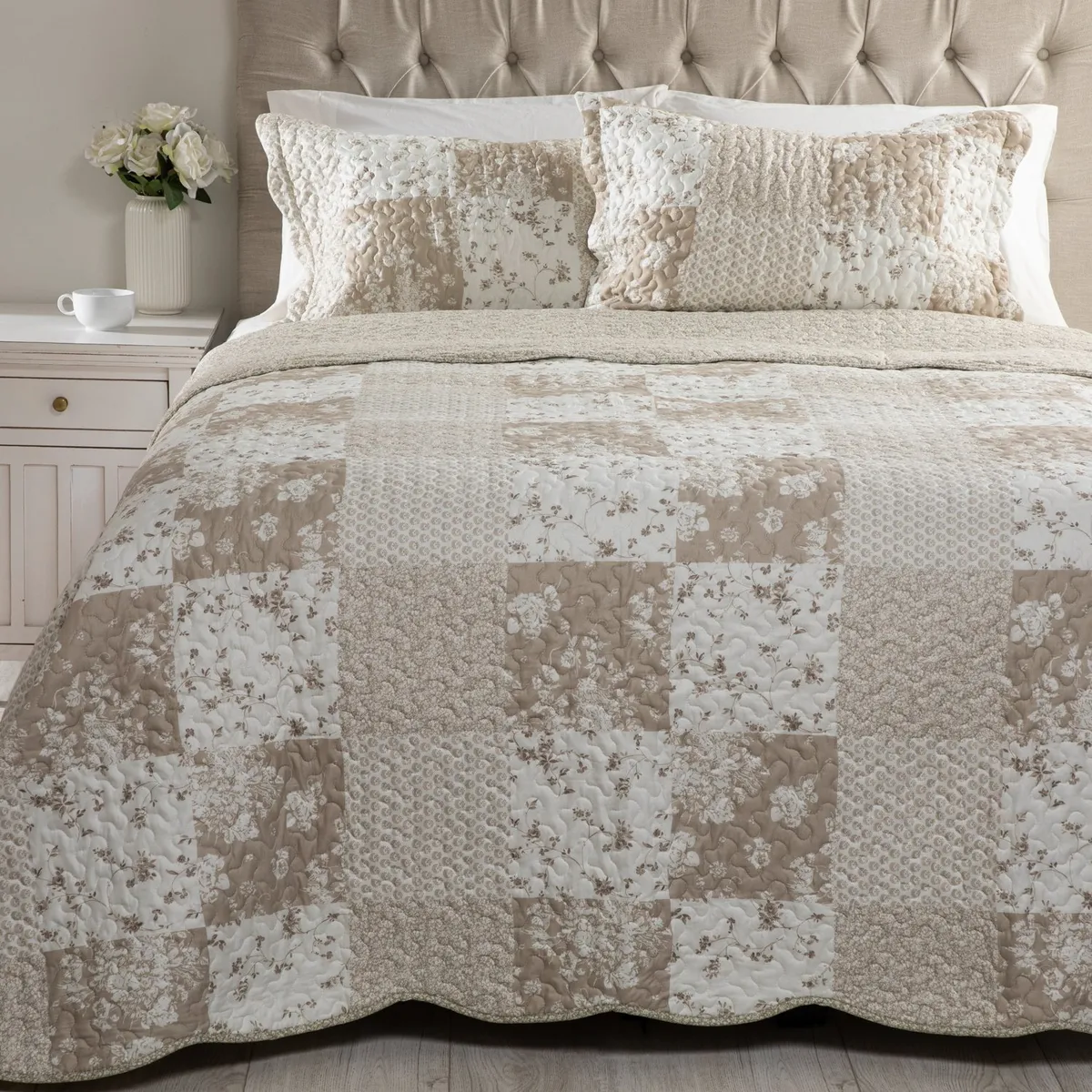 TEXTIL VIÑA - Cubrecama Patch Beige Textil Viña