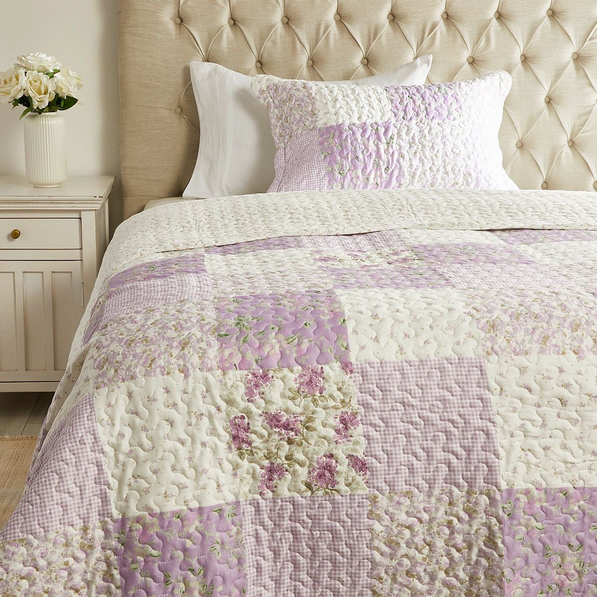 TEXTIL VIÑA - Cubrecama Patch Morado Textil Viña