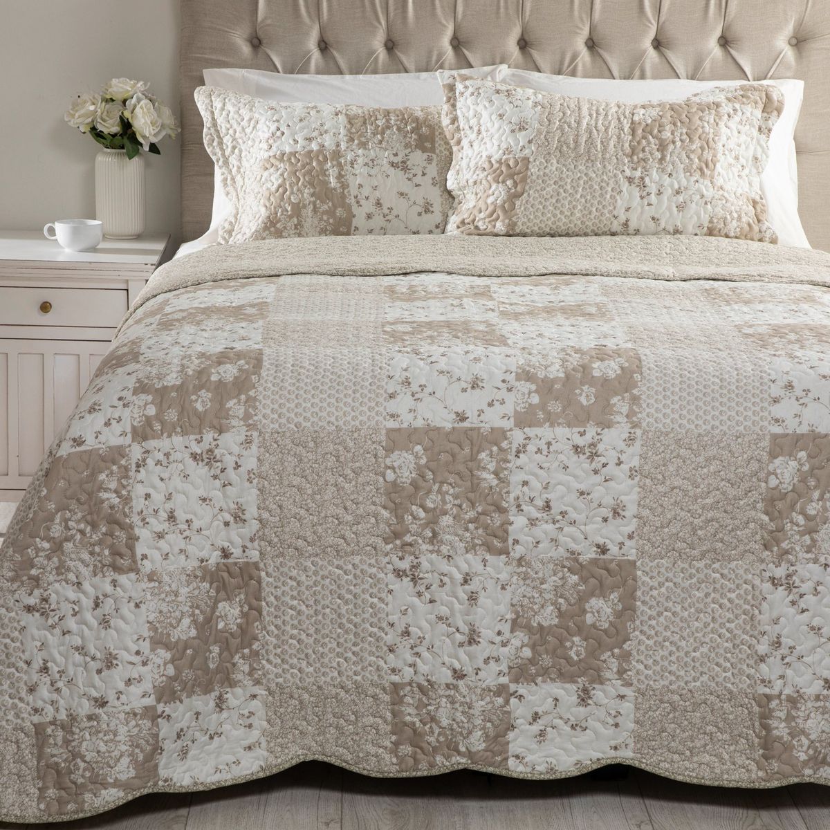 TEXTIL VIÑA - Cubrecama Patch Beige Textil Viña