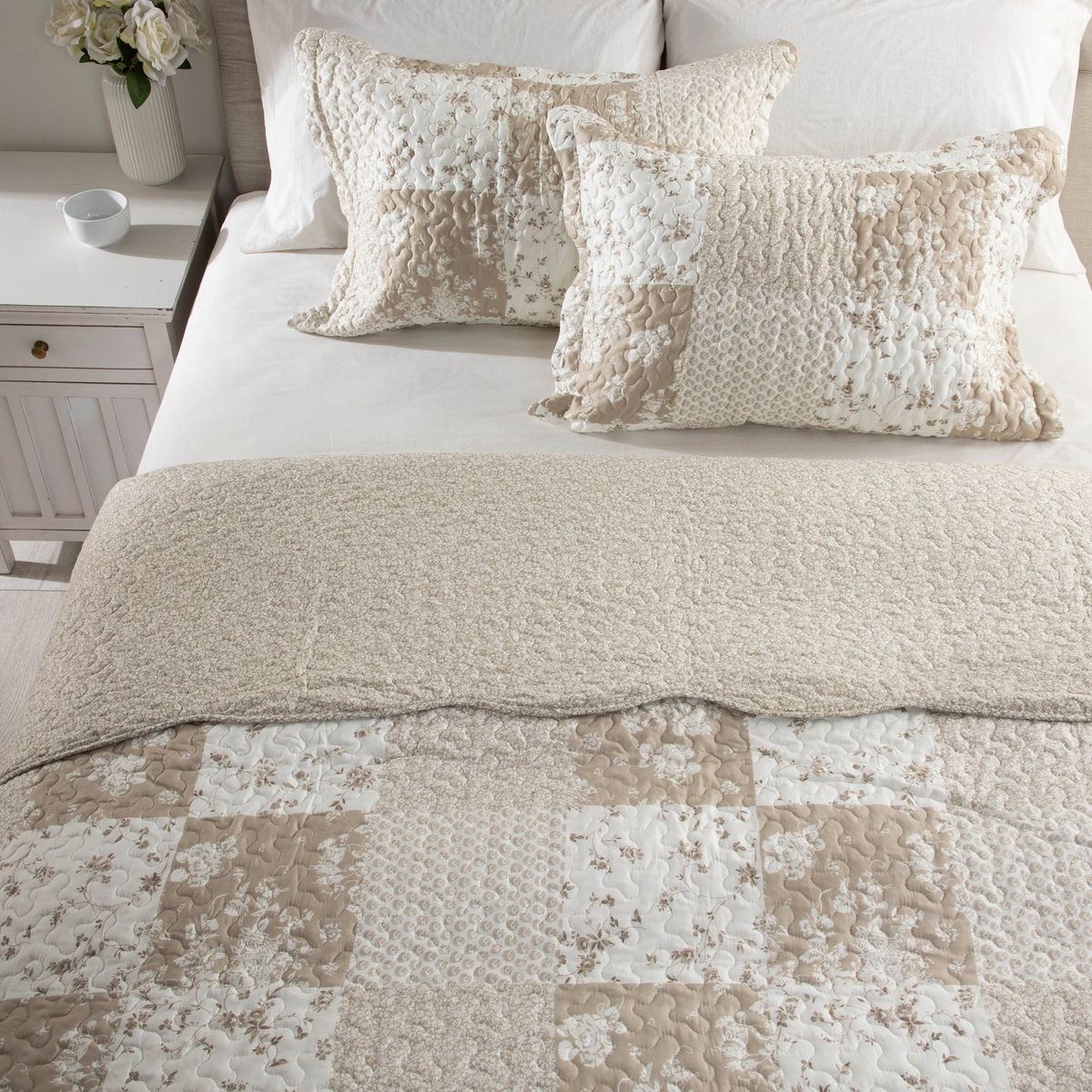 TEXTIL VIÑA - Cubrecama Patch Beige Textil Viña