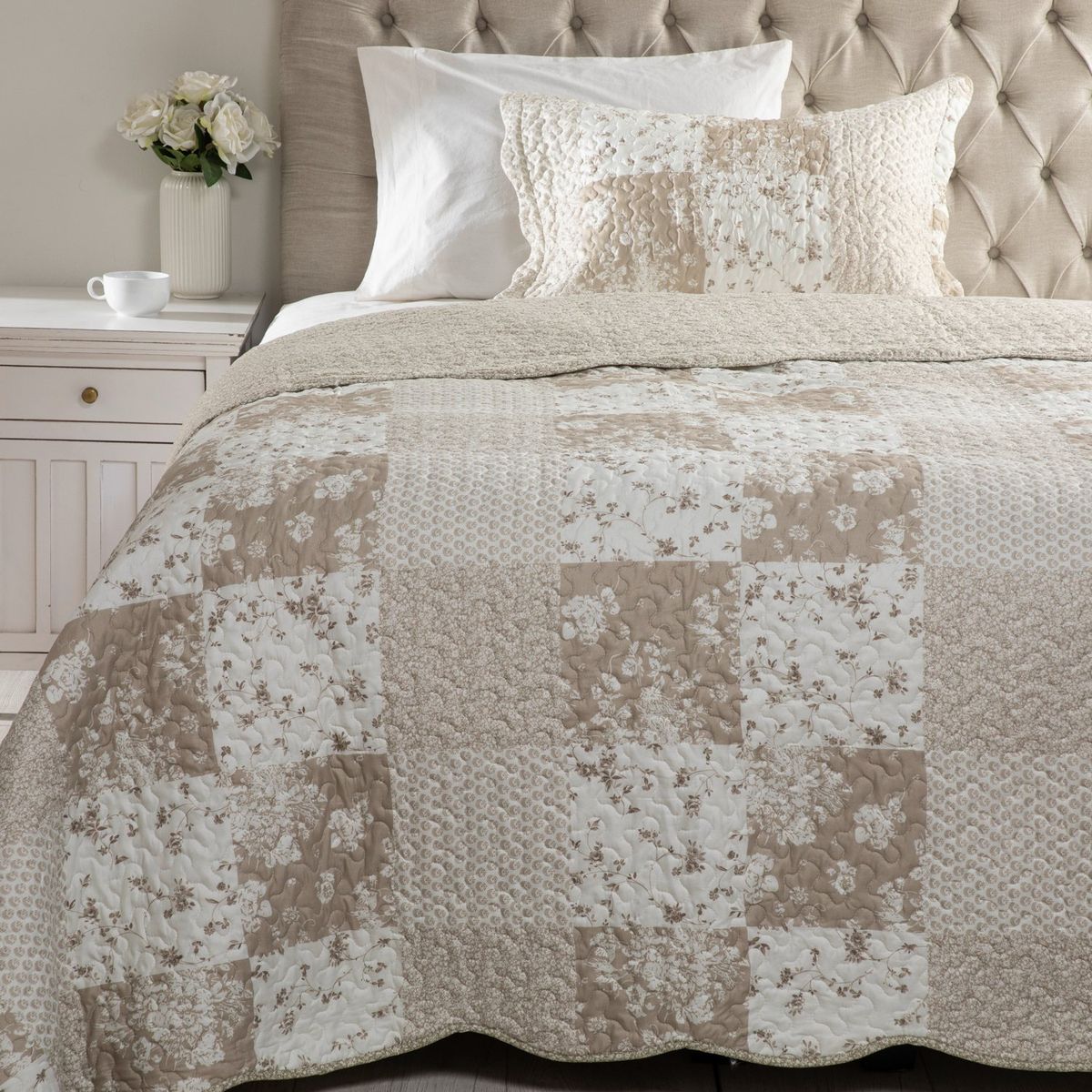 TEXTIL VIÑA - Cubrecama Patch Beige Textil Viña