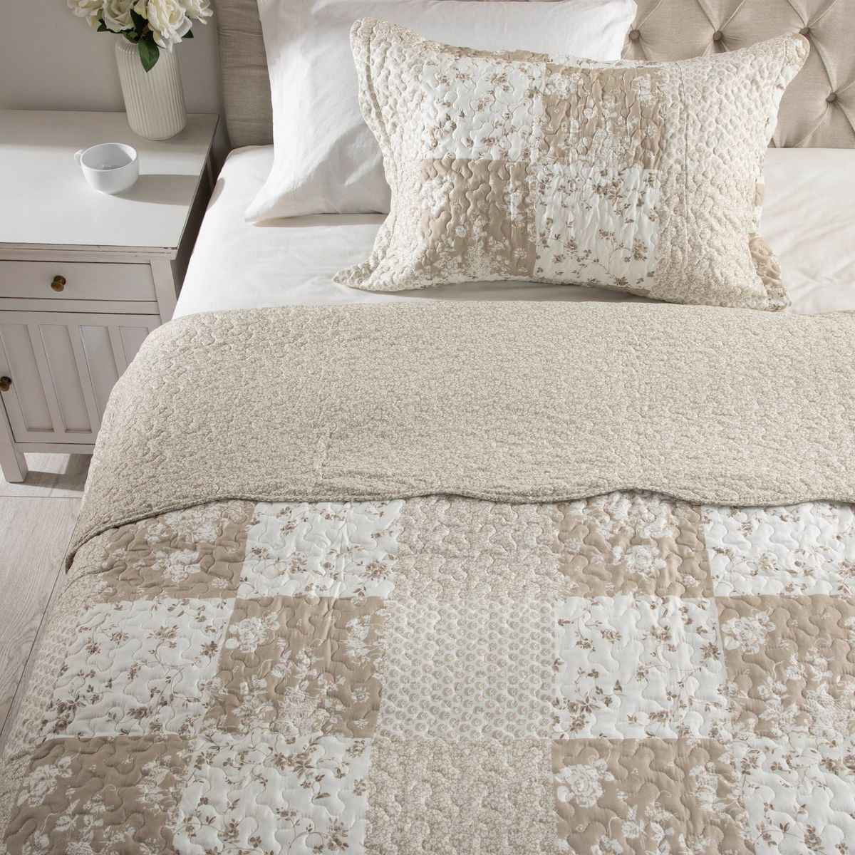 TEXTIL VIÑA - Cubrecama Patch Beige Textil Viña