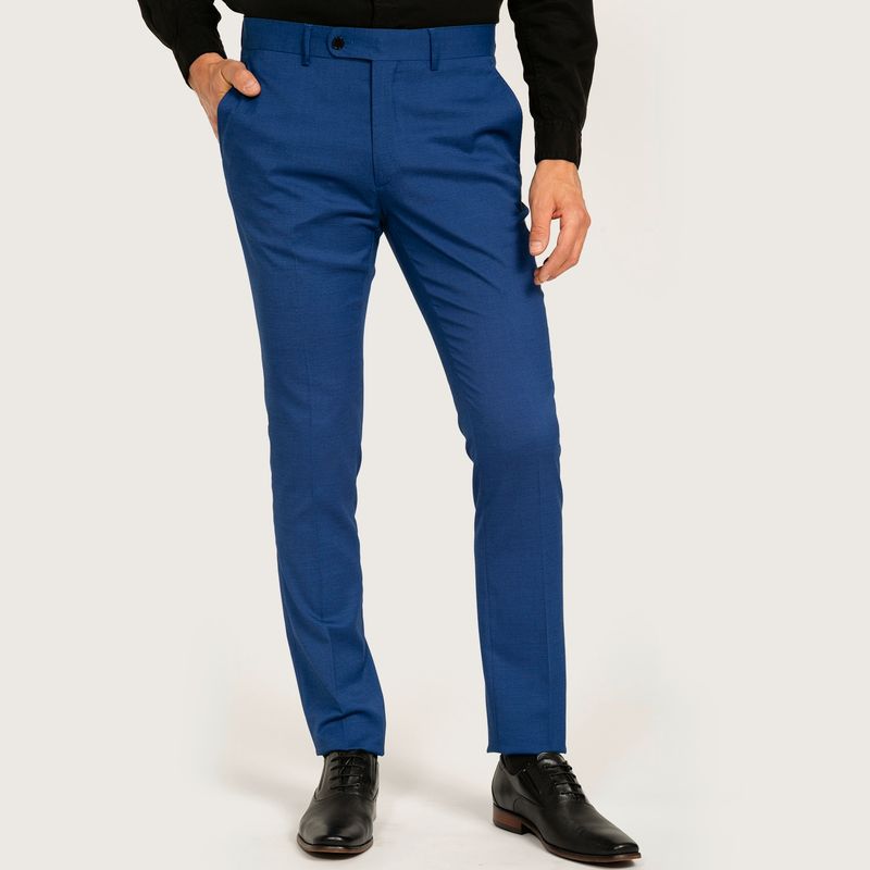 BASEMENT - Pantalón Traje Azul Eléctrico Skinny Fit Elasticado
