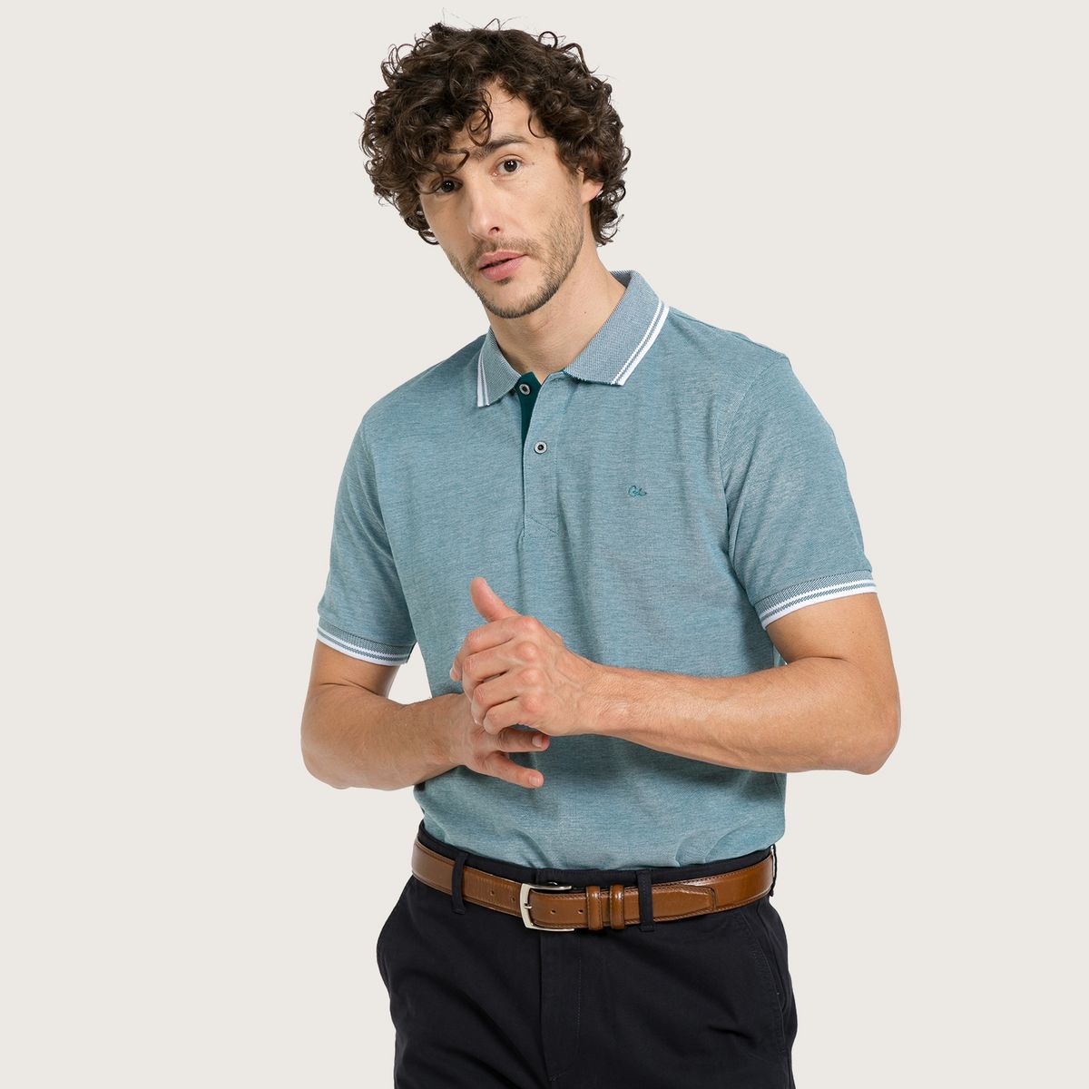 CHRISTIAN LACROIX - Polera Con Cuello Regular Fit Hombre Christian Lacroix