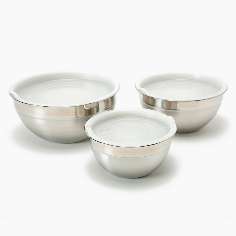MICA - Set de 3 Bowls Mica Acero Inoxidable con Tapa