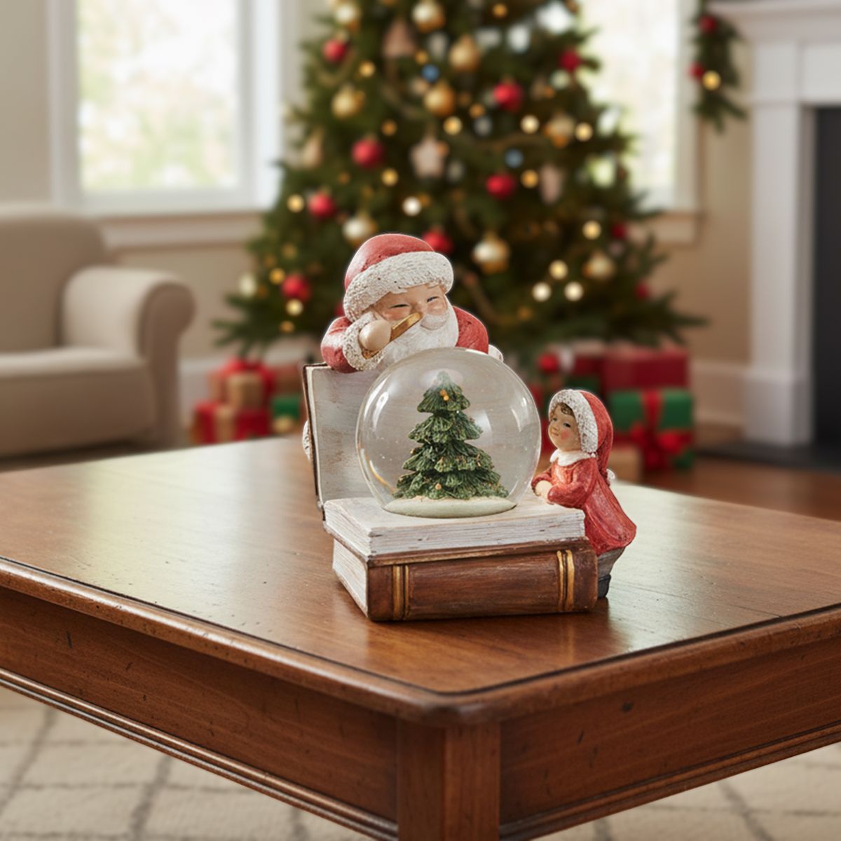 MICA - Esfera Bola De Nieve Navidad Santa 11X15X13 Cm Mica