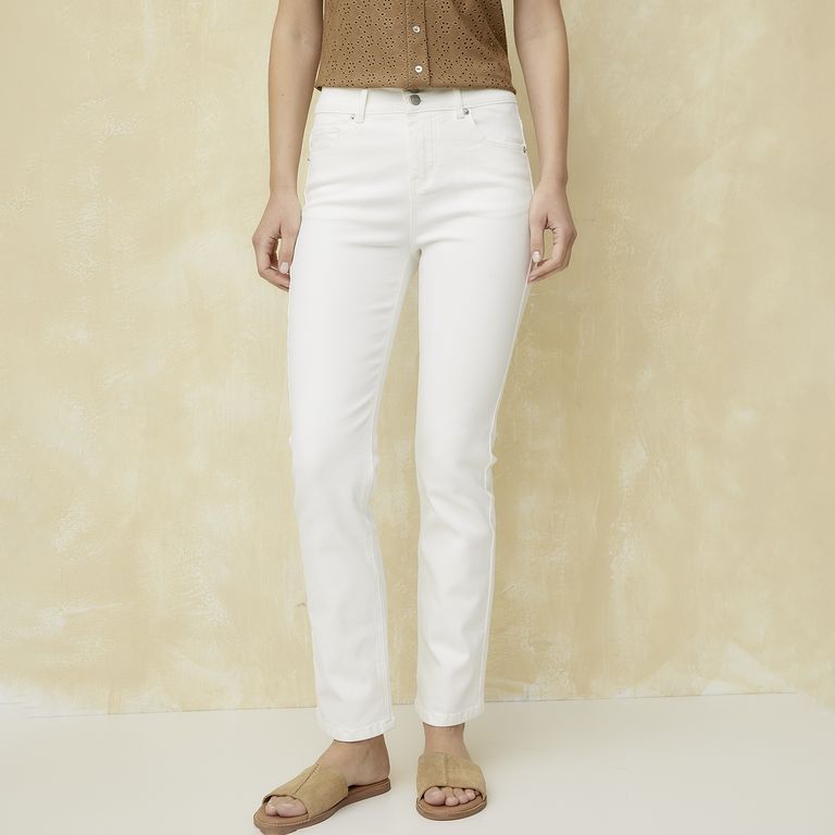Jeans Straight Tiro Medio Mujer