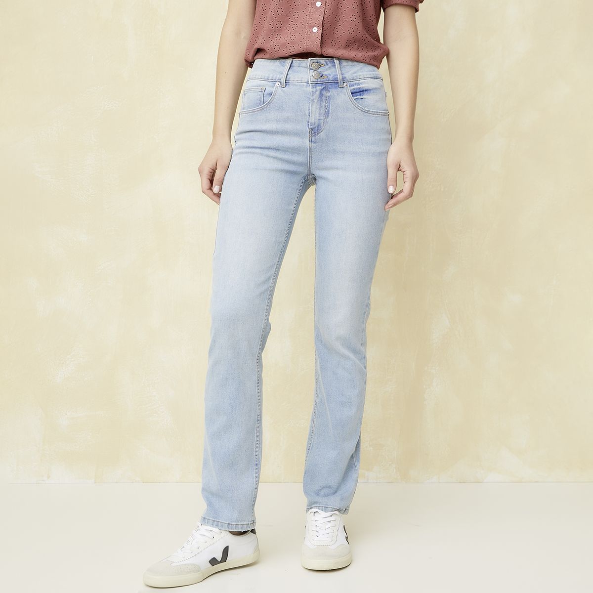 UNIVERSITY CLUB - Jeans Straight Tiro Medio Mujer University Club
