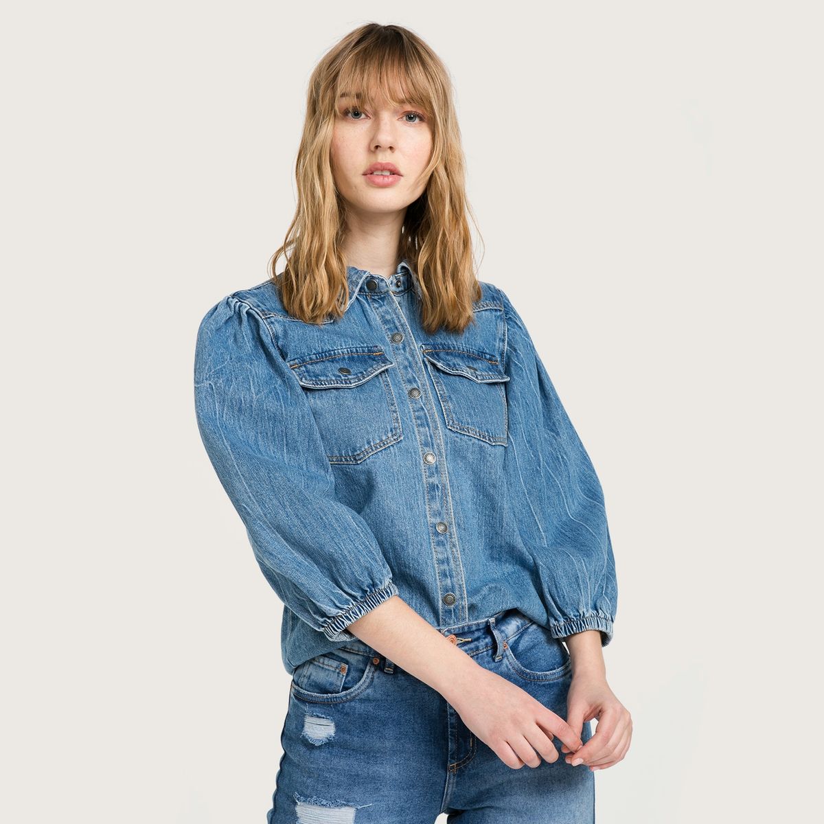 AMERICANINO - Blusa Jeans Mujer