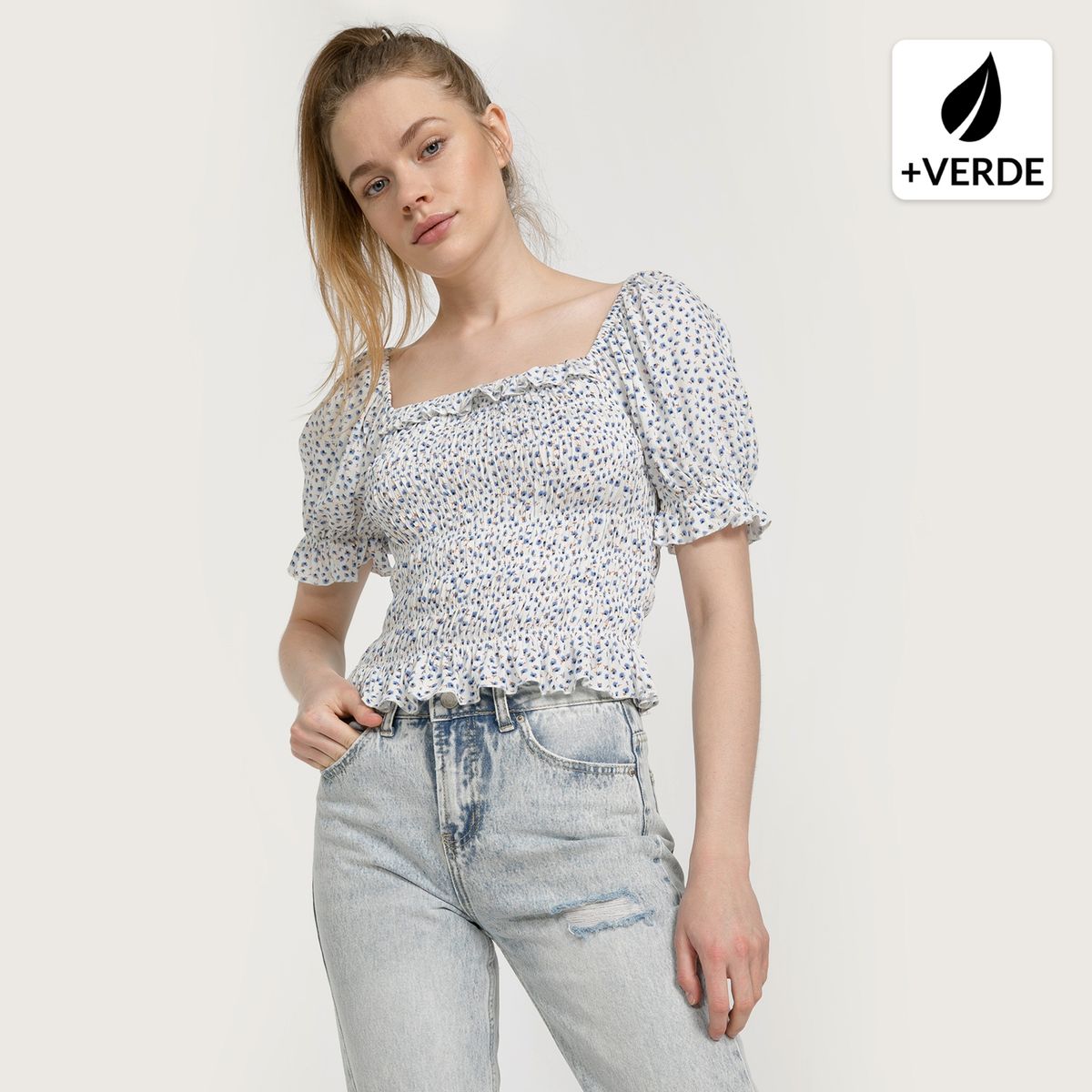 SYBILLA - Blusa mangas ecovero viscosa Mujer